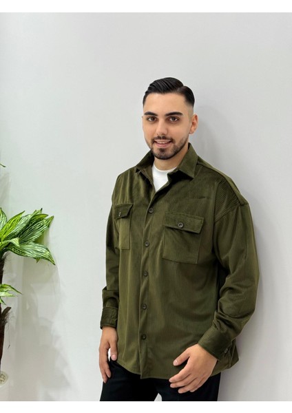 Erkek Kadife Gömlek Yüksek Kaliteli Gömlek Oversize Kalıp Renk Solması Yapmaz