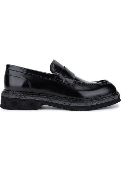 Erkek Hakiki Deri Siyah Açma Loafer Ayakkabı 987 222A Erk Ayk SK25-26 Sıyah Mat Acma