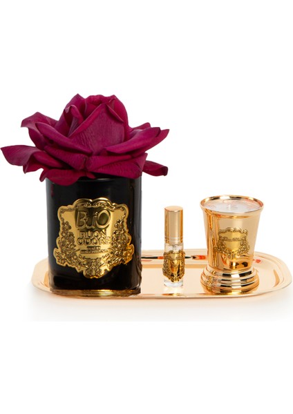 Amber Cam Gold Pirinç ve Mum Gül Set Kırmızı fiyatları