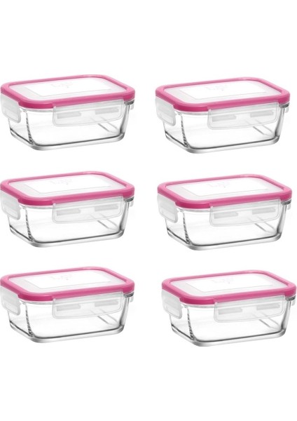 Feyzade Fresco Cam Kilitli Kahvaltılık Saklama Kabı 6'lı Set 400CC Pembe Kapak (FRS-237) modelleri