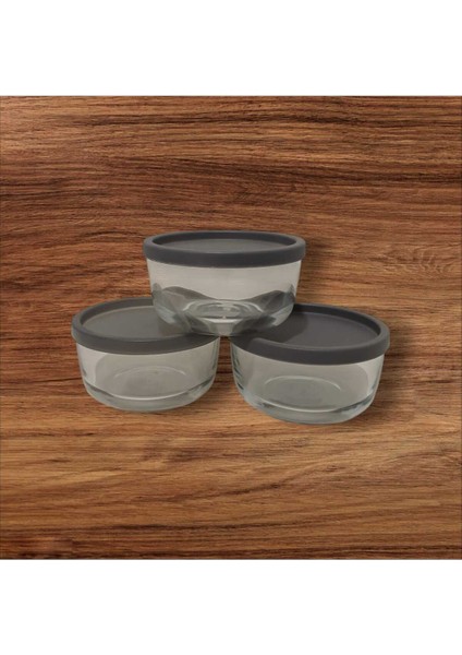 Feyzade Round Saklama Kabı (380 cc x 3 Adet) Antrasit Kapaklı modelleri