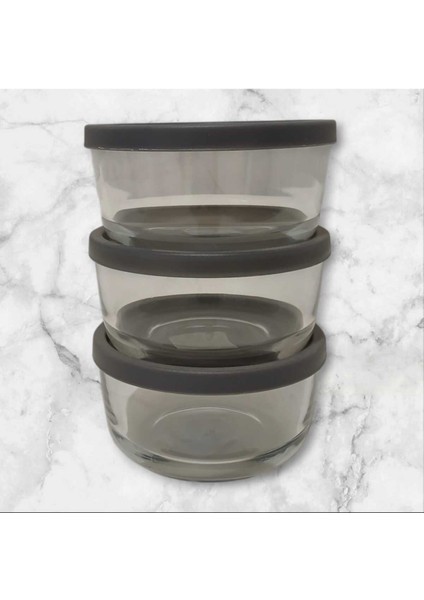 Feyzade Round Saklama Kabı (380 cc x 3 Adet) Antrasit Kapaklı fırsatları