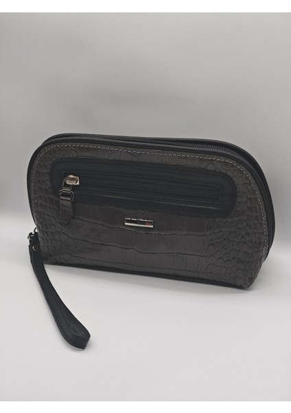 Kahverengi Safari Desenli 4 Gözlü ve Fermuarlı Makyaj Çantası modelleri