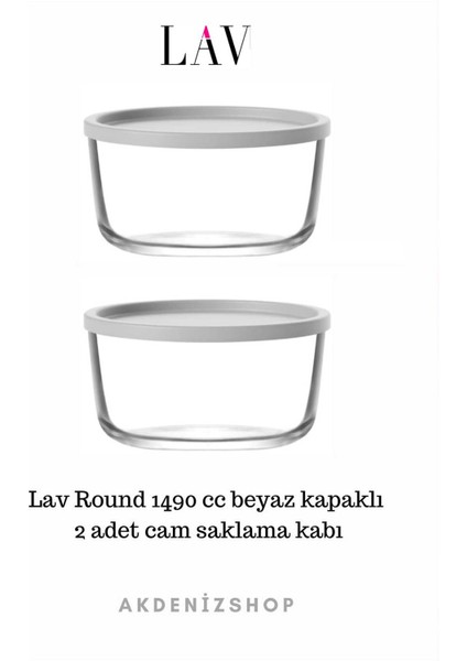 Round 1490 cc Beyaz Kapaklı 2 Adet Saklama Kabı