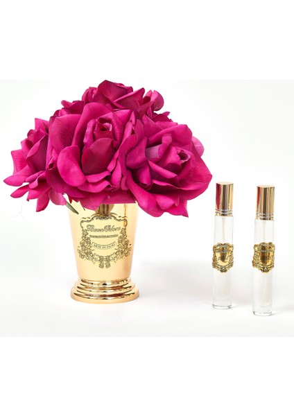 Yuvarlak Pirinç Vazo Gold Bordo