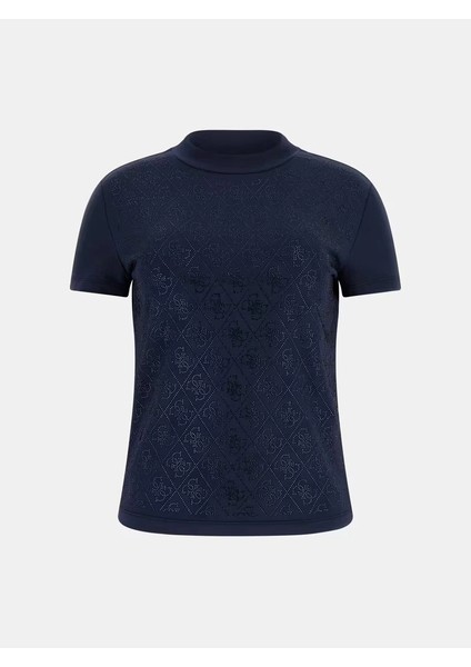Mock Kadın Mavi Slim Fit T-Shirt W4BI26J1314-G77G indirimleri