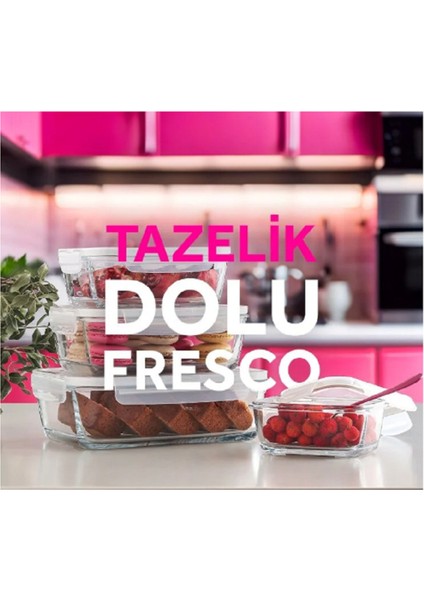 Fresco Kilitli Cam Saklama Kabı 3'lü Set 1200CC Dikdörtgen (FRS-257) Beyaz Kapaklı fiyatları