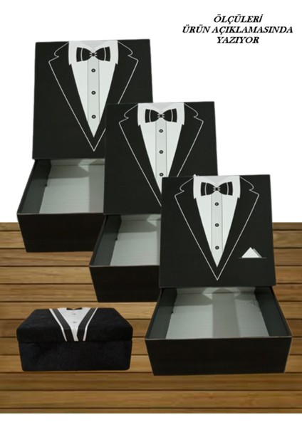 Şık 3'lü Bohça Kutusu Seti, Siyah Renk, Zarif ve Kullanışlı Tasarım fırsatları
