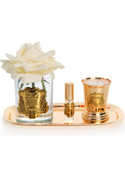 Gold Pirinç Mum&tek Gül Set Krem