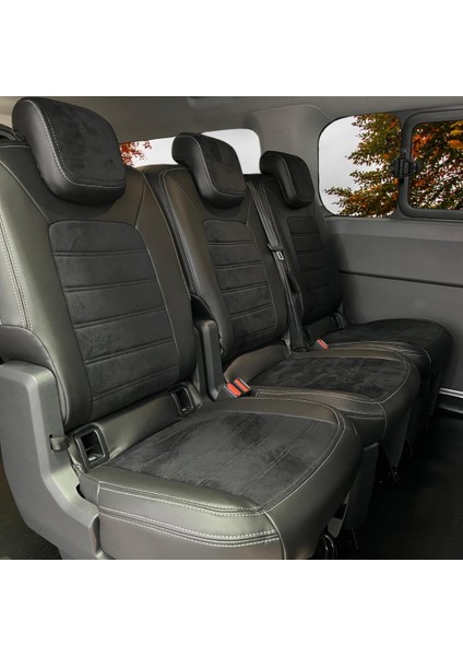 K-Design Volkswagen Transporter T7 4+1 Araca Özel Oto Koltuk Kılıfı - Taytüyü ve Deri