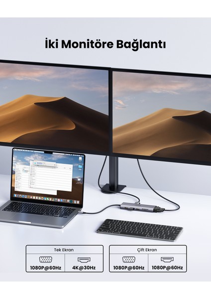 Type-C To 3*usb 3.0 4K/30Hz HDMI VGA Gigabit Ethernet Aux Sd Tf Kart Okuyucu Çoklayıcı Hub Adaptör