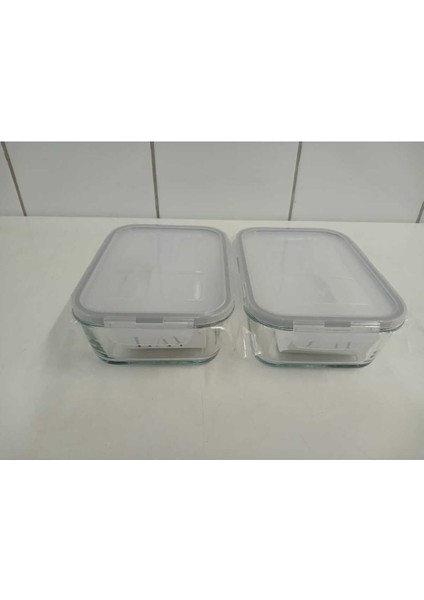 Feyzade Fresco Cam Kilitli Saklama Kabı 2'li Set Dikdötrgen (1200 CC)-(FRS-257) indirimleri