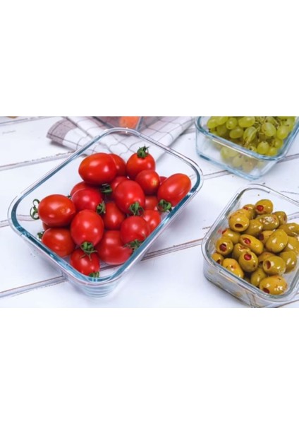 Fresco Cam Kilitli Saklama Kabı 4'lü Set 1200CC Dikdörtgen (FRS-257) Beyaz Kapaklı modelleri