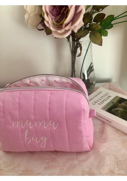 Şık Kapitoneli Nakışlı Makyaj ve Kozmetik Çantası, Pembe, Anneler Günü Hediye fiyatları