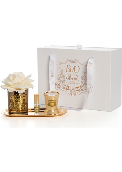 Amber Cam Gold Pirinç ve Mum Gül Set Krem fiyatları