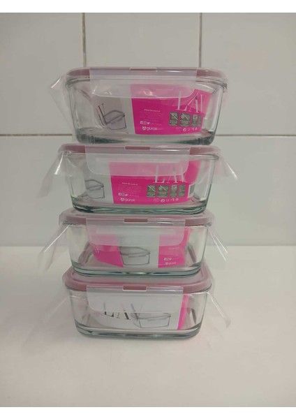 Feyzade Fresco Cam Kilitli Saklama Kabı 4’lü Set 1150CC Kare (FRS-249) modelleri