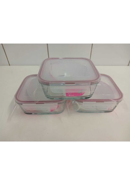Feyzade Fresco Cam Kilitli Saklama Kabı 3’lü Set 1150CC Kare (FRS-249) fiyatları