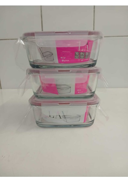 Feyzade Fresco Cam Kilitli Saklama Kabı 3’lü Set 1150CC Kare (FRS-249) modelleri