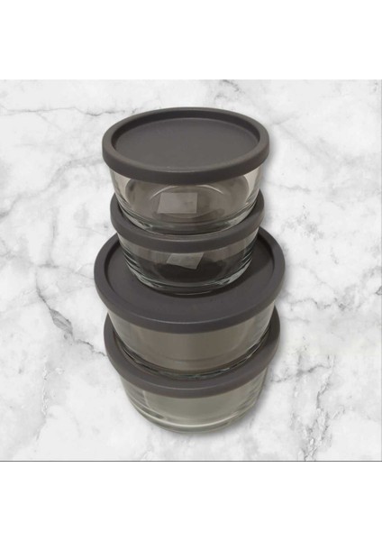 Feyzade Round Saklama Kabı (380 cc x 2 ADET)-(800 cc x 2 Adet) Antrasit Kapaklı fiyatları