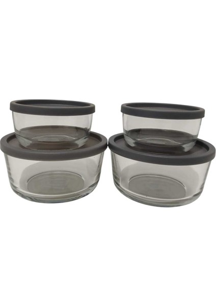 Feyzade Round Saklama Kabı (380 cc x 2 ADET)-(800 cc x 2 Adet) Antrasit Kapaklı indirimleri