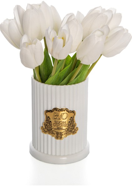 Gold Rozet Lale Beyaz