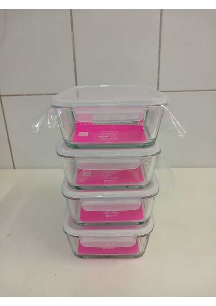 Feyzade Fresco Bölmeli Cam Kilitli Dikdörtgen Saklama Kabı 4'lü Set 1700CC Beyaz Kapaklı FRS-299 fırsatları