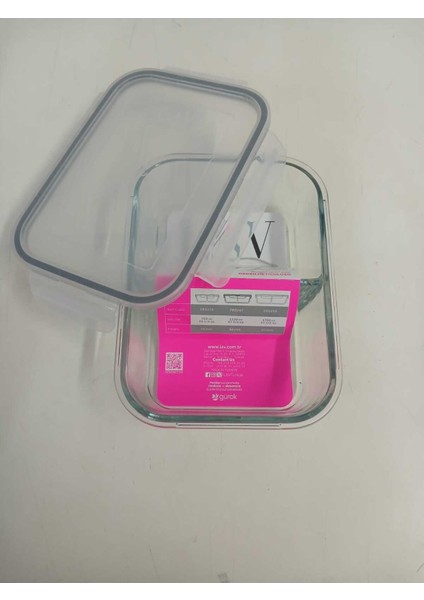 Feyzade Fresco Iki Bölümlü Kilitli Cam Saklama Kabı 1 Adet 1120CC Dikdörtgen (FRS-297)