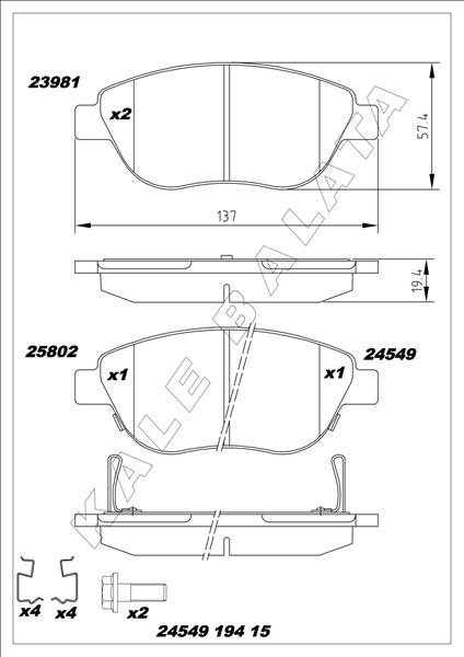 Ön Balata Corsa D Büyük Tip 1.3 Cdtı 07/06 > Fıat 500L 12> 0.9t 1.4 1.3d Mtj 1.6d Mtj