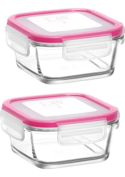 Cam Kilitli Saklama Kabı 2'li Set Kahvaltılık FRS227 Pembe