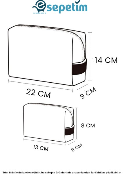 Yumuşak Peluş Makyaj ve Seyahat Çantası, 2'li Set Bej indirimleri
