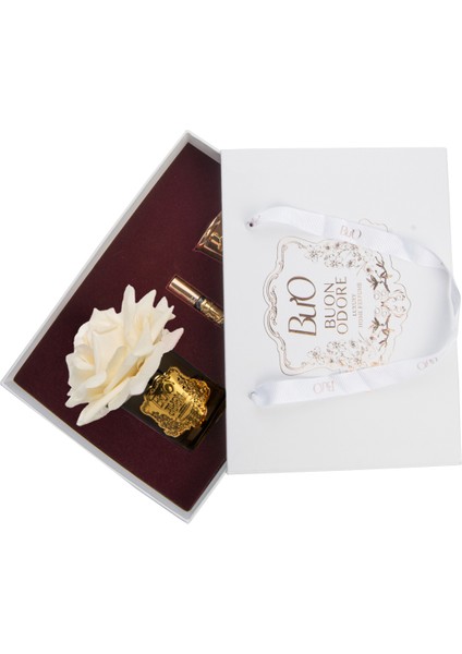 Siyah Cam Gold Pirinç Mum ve Gül Set Krem modelleri