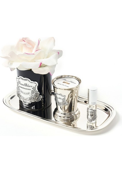 Siyah Cam Sılver Allıklı Set