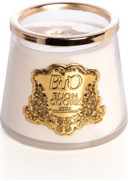 Gold Pirinç Detaylı Cam Mum 1 Lt