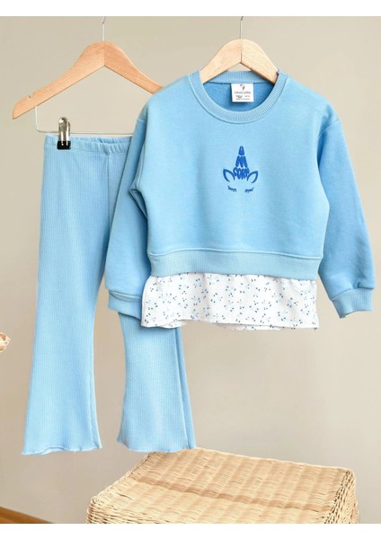 Gömlek Detaylı Sweatshirt ve Ispanyol Paça Tayt