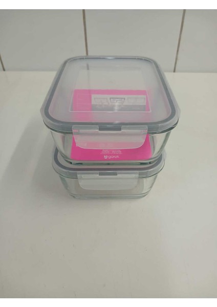 Feyzade Fresco Iki Bölümlü Kilitli Cam Saklama Kabı 2’li Set 1120CC Dikdörtgen (FRS-297) modelleri