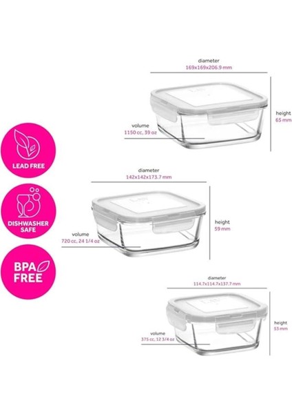 Fresco 3'lü Saklama Kabı Seti modelleri