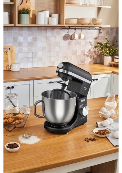 7l Siyah Hamur Yoğurma Makinesi, Güçlü ve Pratik, Mükemmel Sonuçlar