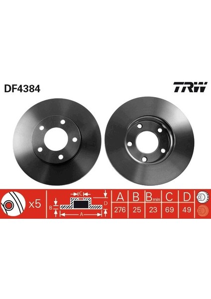 Ön Fren Diski Hava Kanallı Mazda 3 1.6l Y6 Z6 Bk Bl Kasa 03-14 278 Çap x 5 Bijon - Takım Disk Fiyatıdır