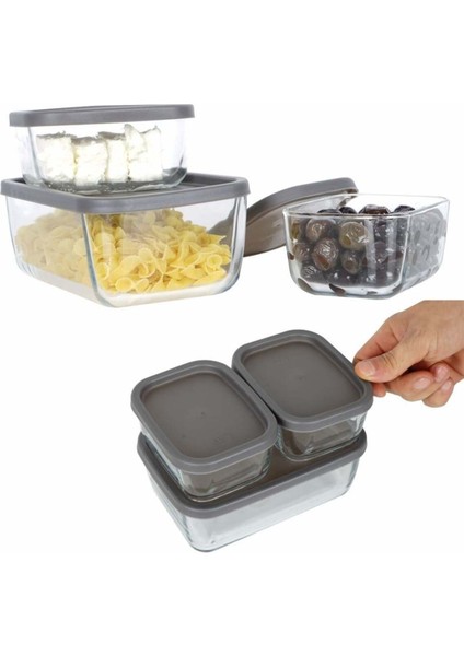 Feyzade Cube Saklama Kabı Seti (1 Adet 1170CC- 2 Adet 405CC)