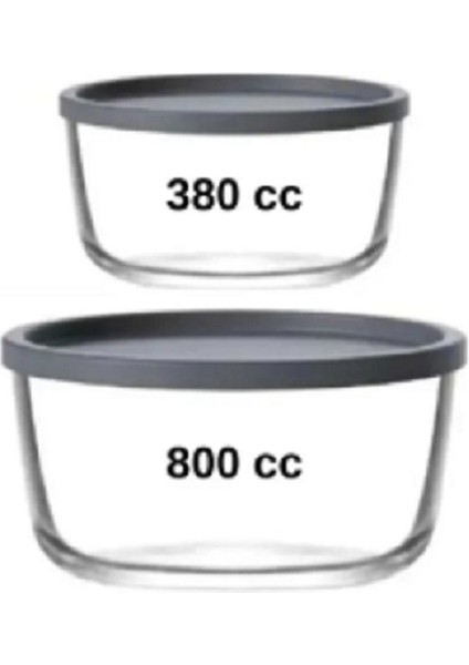 Feyzade Round Saklama Kabı (380 cc x 1 Adet)- (800CC x 1 Adet) Antrasit Kapaklı fırsatları