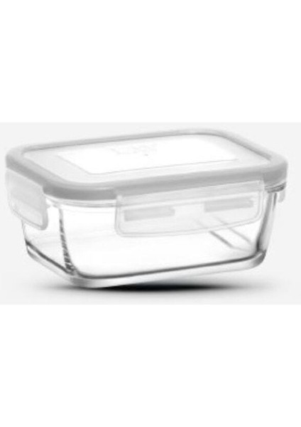 Cam Kilitli Saklama Kabı 4 Boy Dikdörtgen Beyaz 4'lü (1900CC 1200CC 800CC 400CC)