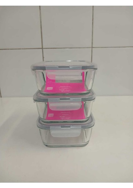 Fresco Cam Kilitli Iki Bölmeli Dikdörtgen Saklama Kabı 3'lü Set 1700CC Gri Kapaklı FRS-299 modelleri