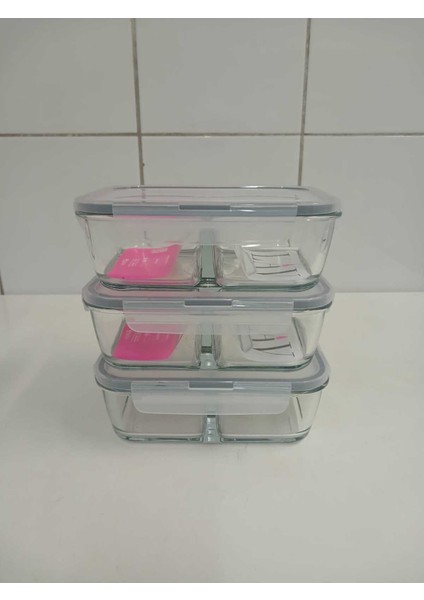 Fresco Cam Kilitli Iki Bölmeli Dikdörtgen Saklama Kabı 3'lü Set 1700CC Gri Kapaklı FRS-299 indirimleri