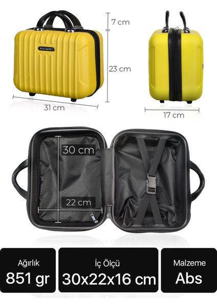 Şık Sarı Abs Makyaj Çantası El Valizi, Pratik ve Hafif Tasarım