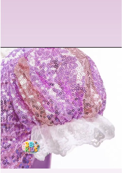 Rapunzel Kostüm Elbise Rapunzel Pembe Bubble Saç Taç Eldiven modelleri