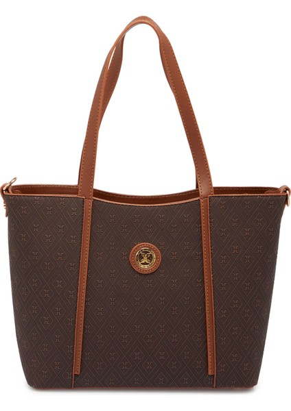 Kahve Print Kadın Omuz Çantası - S1WPR0000804-R1P