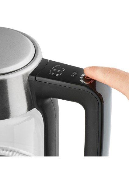 Dijital Cam Su Isıtıcı 1.7l 2200W Ayarlanabilir Isı Çift Cam Tasarım Gri modelleri