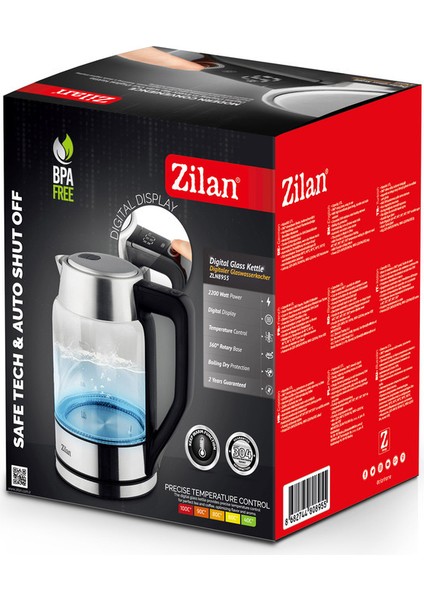 Dijital Cam Su Isıtıcı 1.7l 2200W Ayarlanabilir Isı Çift Cam Tasarım Gri fırsatları