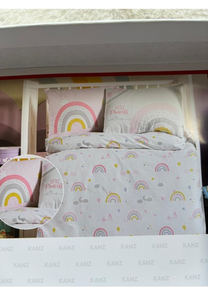 Rainbow Kız Bebek Nevresim TAKIMI(NEVRESIM100*150CM/ÇARŞAF120*160CM/YASTIK35*45 Cm)