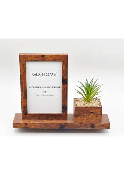 Home Dekoratif Ahşap Çiçekli Masa Resim Çerçevesi Kahverenk